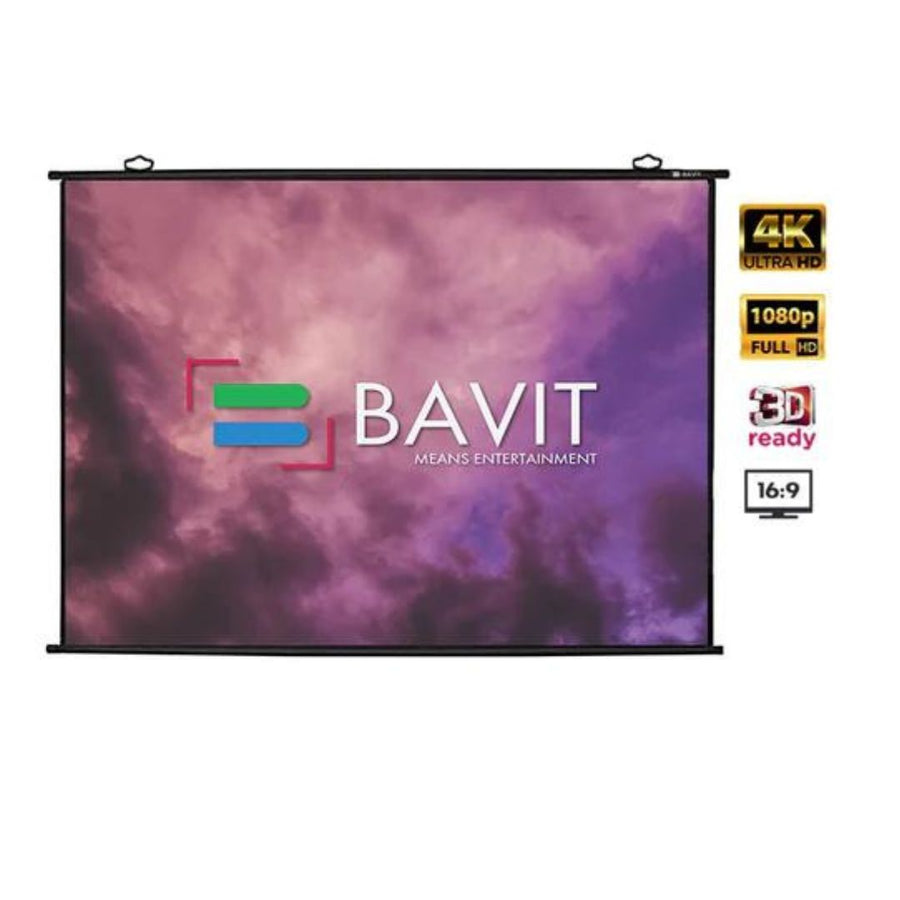 Bavit 16:9 Map Type Projection Screen - Matt White Fabric 4K/Full HD & 3D Ready