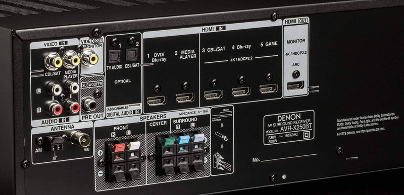 Denon AVR-X250BT 5.1 Ch.  4K UHD AV Receiver