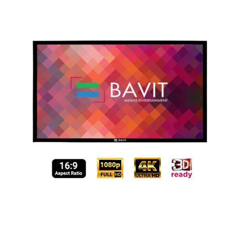 Bavit 16:9 Fixed Frame Projection Screen - Woven Acoustic Fabric 4K/Full HD & 3D Ready
