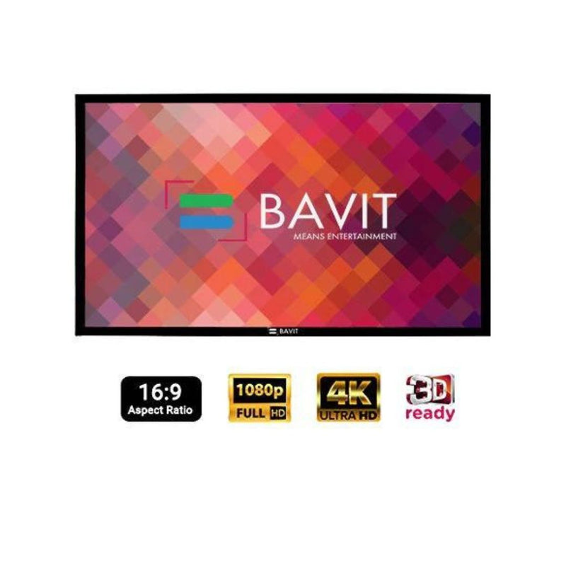 Bavit 16:9 Fixed Frame Projection Screen - 3D Silver Fabric 4K/Full HD & 3D Ready