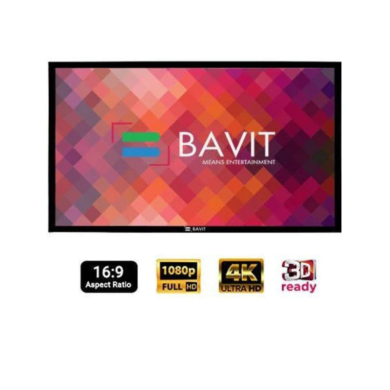 Bavit 16:9 Fixed Frame Projection Screen - Matt White Fabric 4K/Full HD & 3D Ready