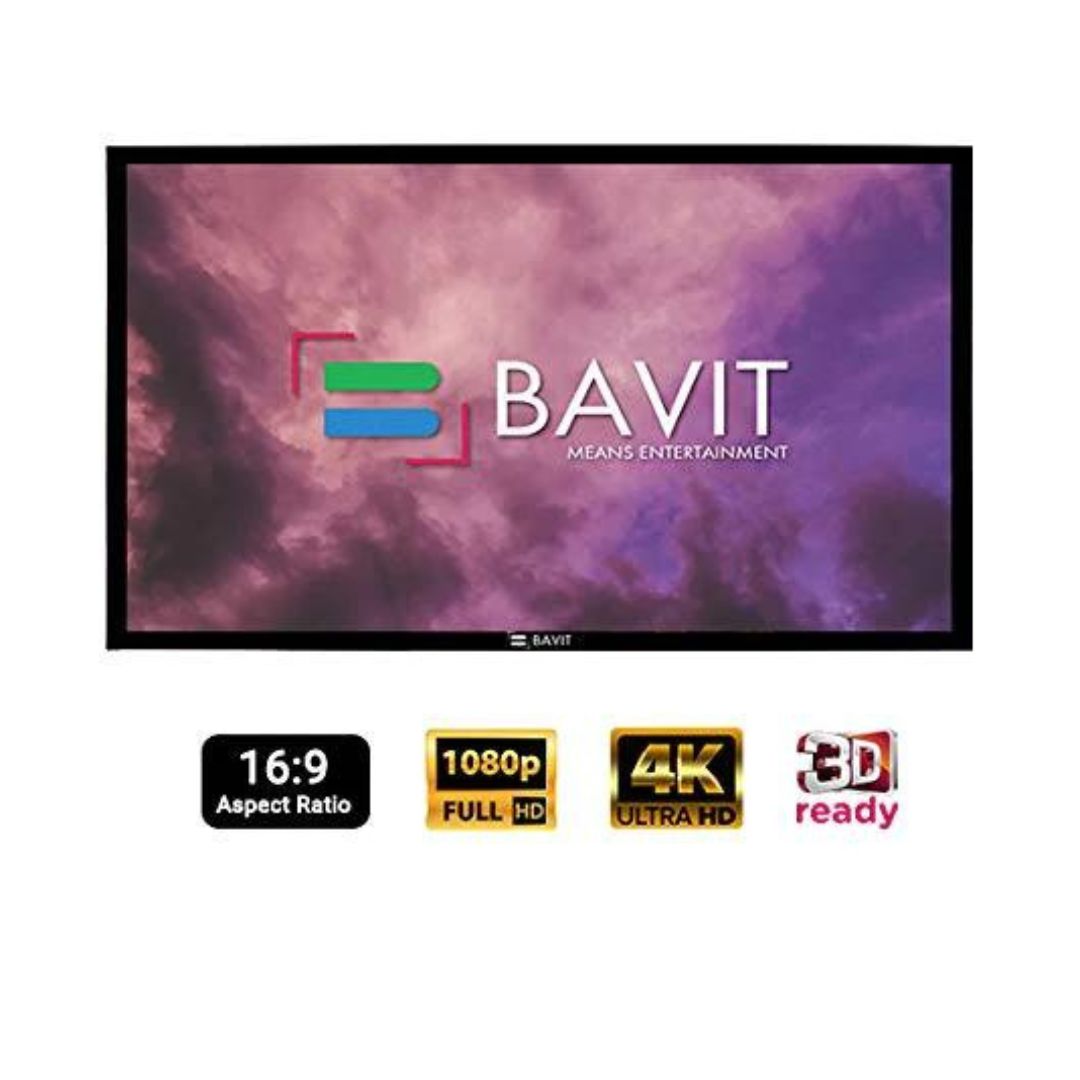 Bavit 16:9 Fixed Frame Projection Screen - Matt White Fabric 4K/Full HD & 3D Ready