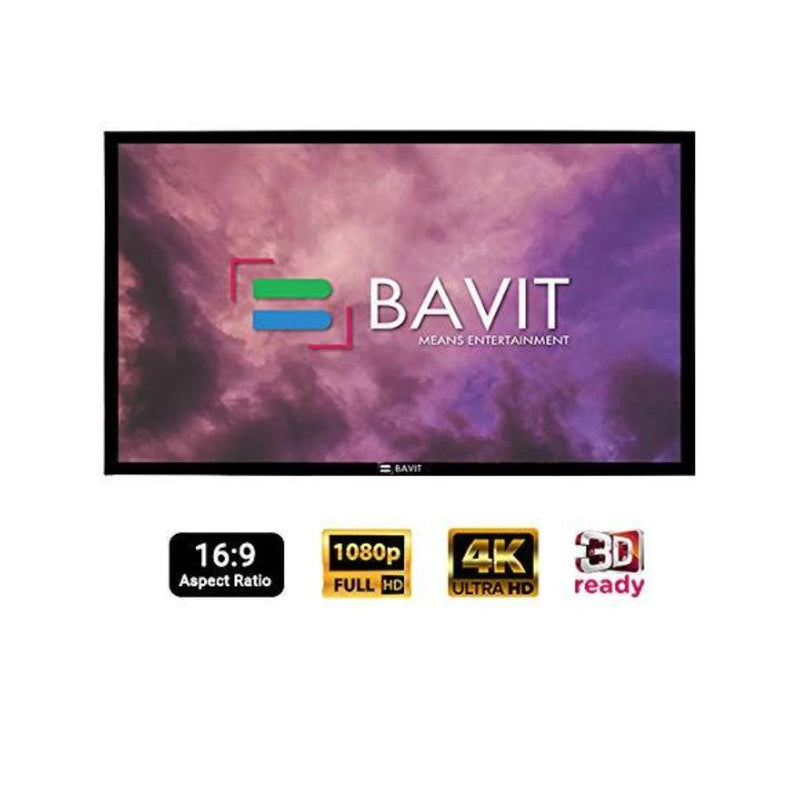 Bavit 16:9 Fixed Frame Projection Screen - 3D Silver Fabric 4K/Full HD & 3D Ready