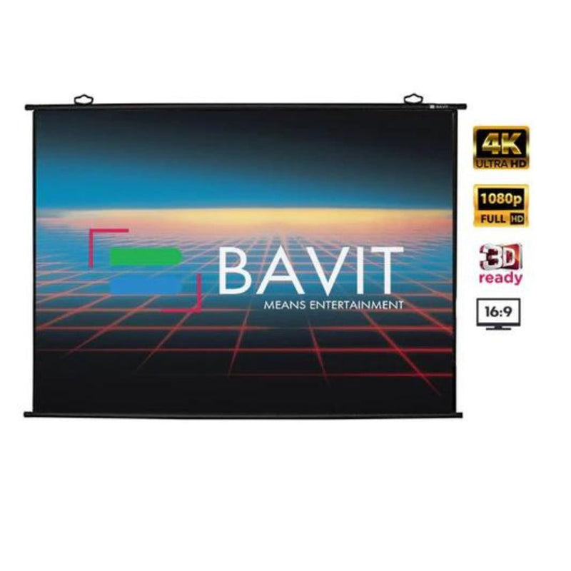 Bavit 16:9 Map Type Projection Screen - Matt White Fabric 4K/Full HD & 3D Ready