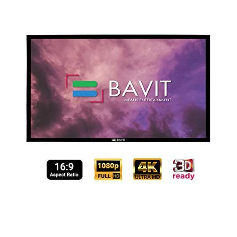 Bavit 16:9 Fixed Frame Projection Screen - Woven Acoustic Fabric 4K/Full HD & 3D Ready