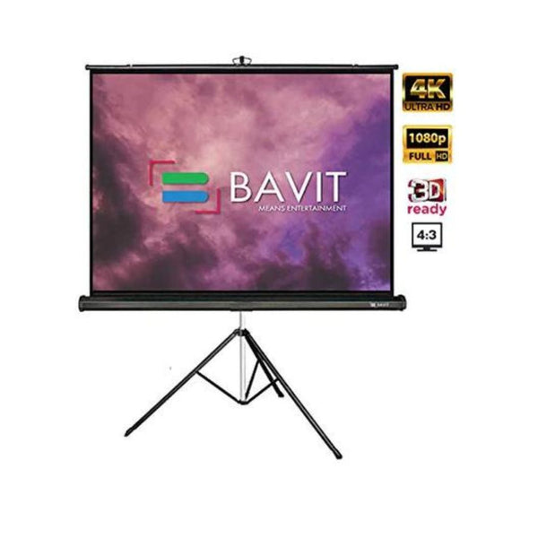 Bavit 16:9 Tripod Projection Screen - Matt White Fabric 4K/Full HD & 3D Ready