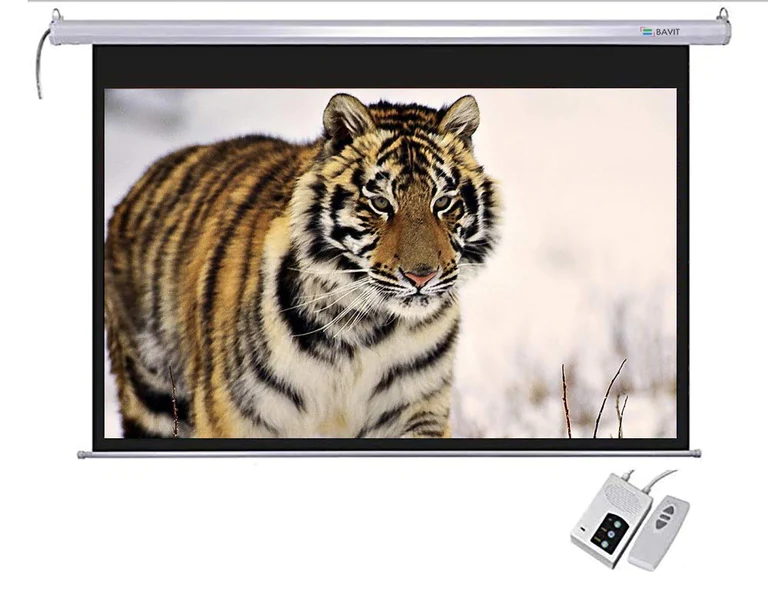 Bavit 16:9 Motorized Projection Screen - Matt White Fabric 4K/Full HD & 3D Ready